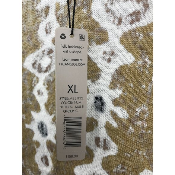 Nic + Zoe Falling Jewels Knit Linen Blend Cardigan Wear Multi Way Tan XL NEW - Picture 8 of 10
